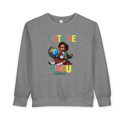 Future HBCU Grad Toddler Sweatshirt — Cute Black Girl Globe Design