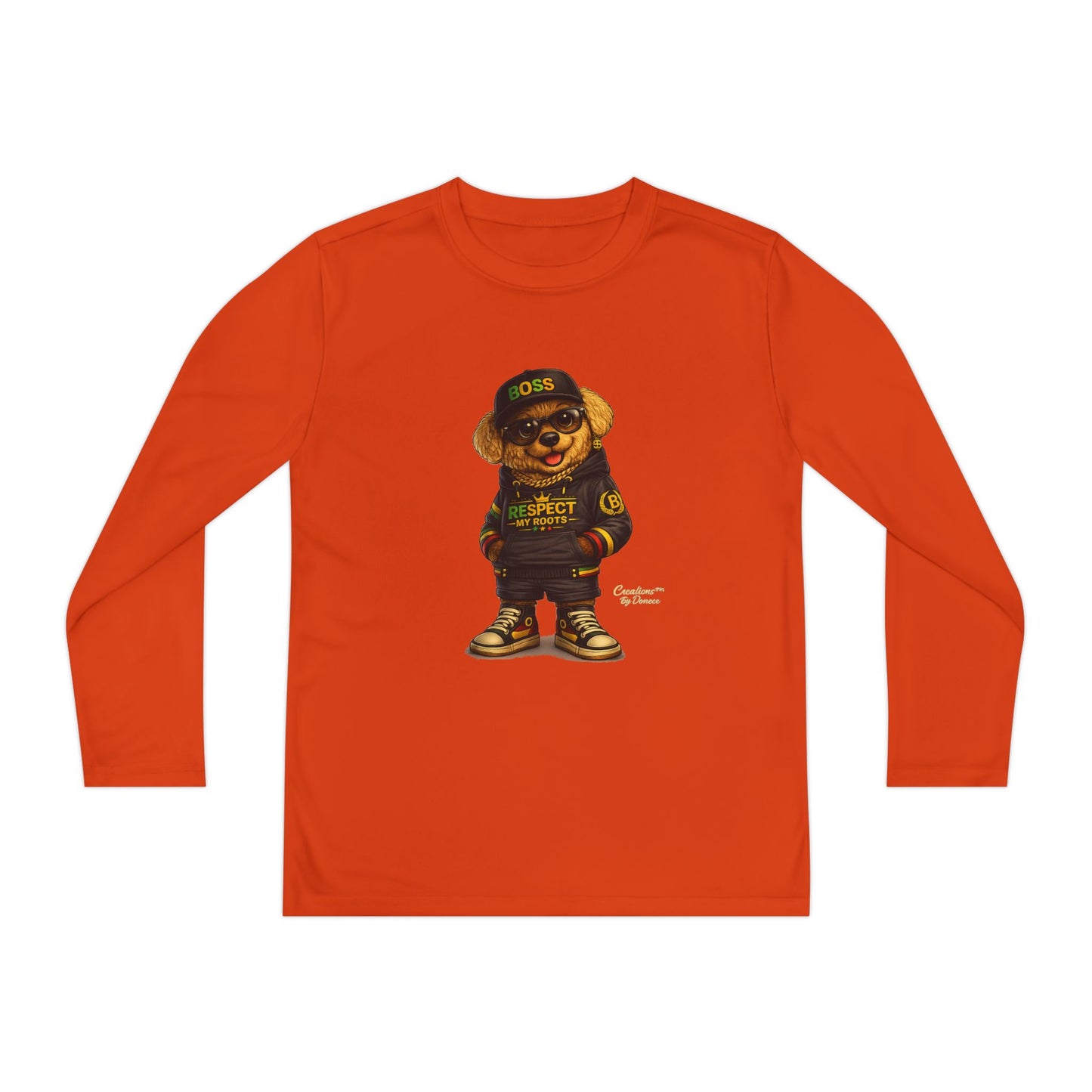 Youth Long Sleeve Tee — Streetwear Bear Graphic, 'Respect' Hip-Hop Kids Shirt