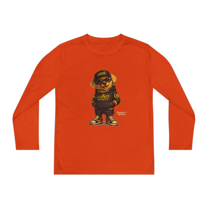Youth Long Sleeve Tee — Streetwear Bear Graphic, 'Respect' Hip-Hop Kids Shirt