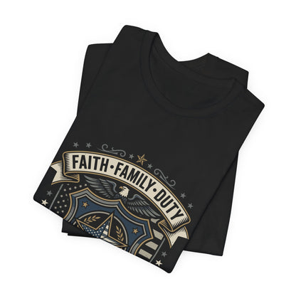 Police Badge Shield T‑Shirt — "Faith • Family • Duty" Graphic Tee