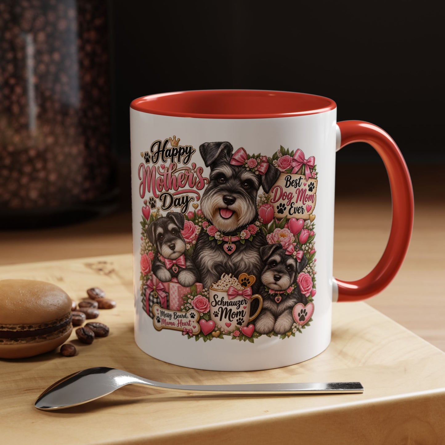 Mother's Day Schnauzer Coffee Mug — "Best Dog Mom Ever" Accent Mug (11/15oz)