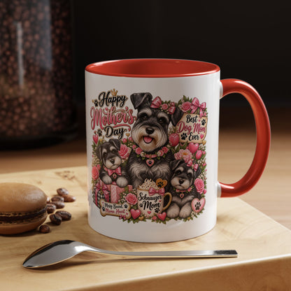 Mother's Day Schnauzer Coffee Mug — "Best Dog Mom Ever" Accent Mug (11/15oz)