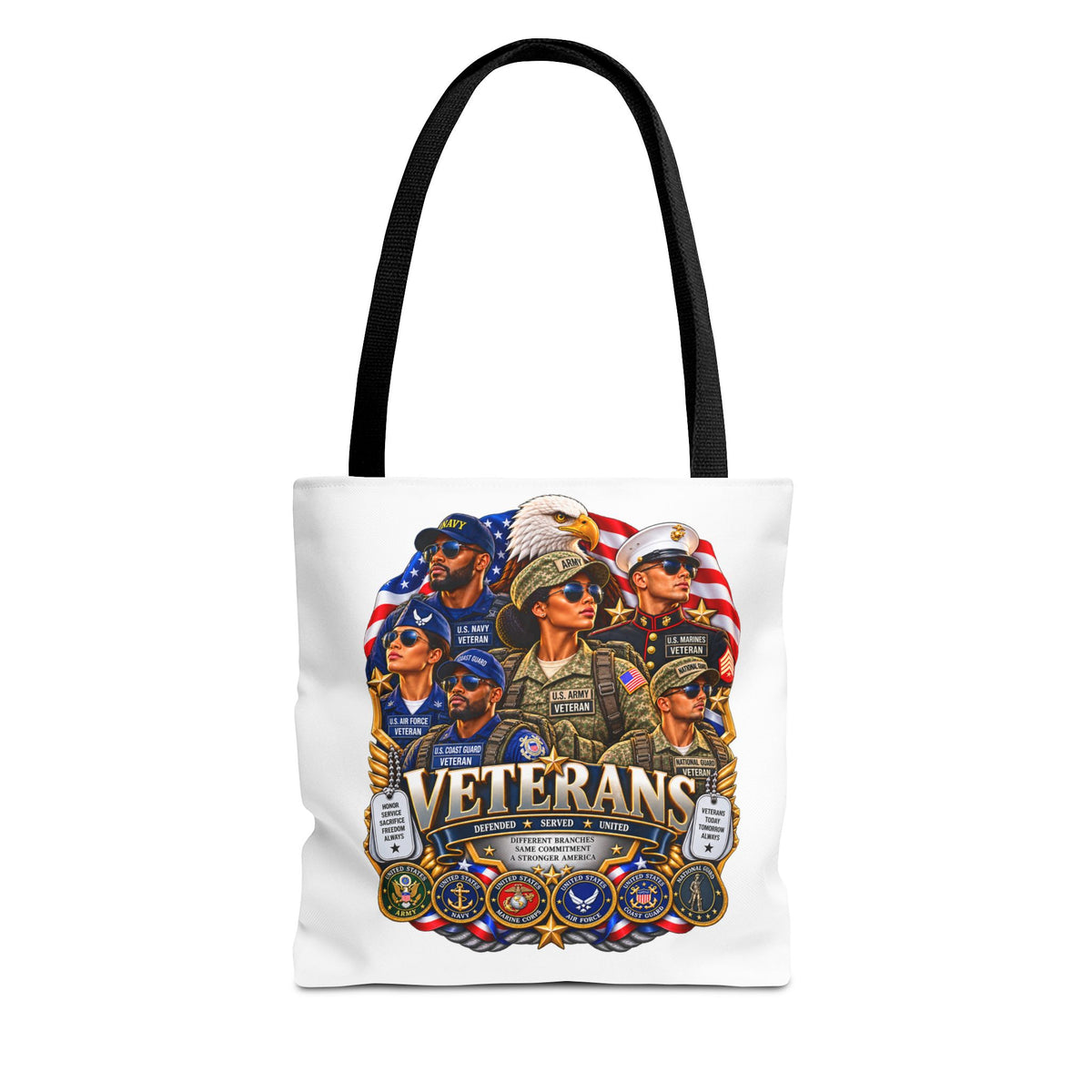Veterans Tribute Tote Bag – Patriotic Military Honor AOP Tote