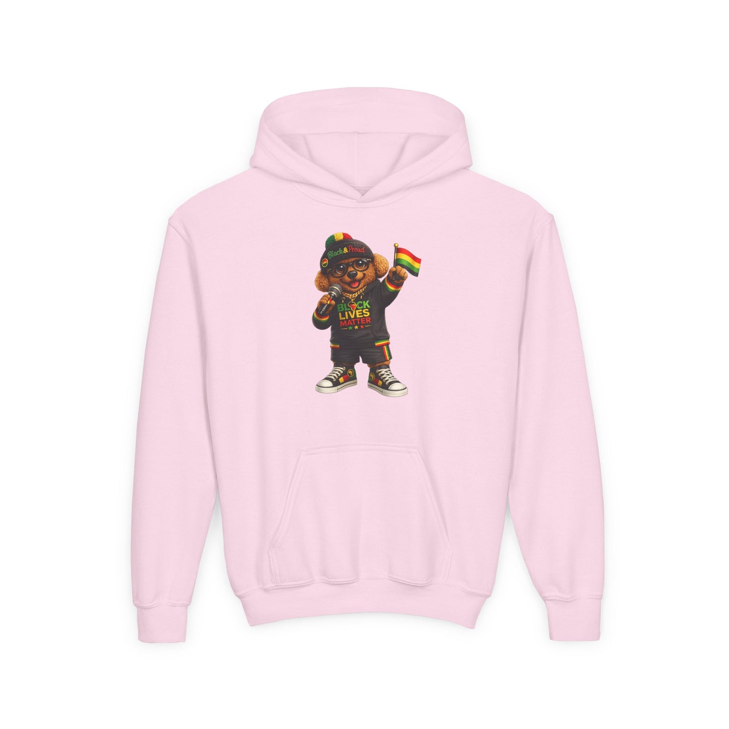 Youth Hoodie — Black Lives Matter Rasta Bear Kids Pullover