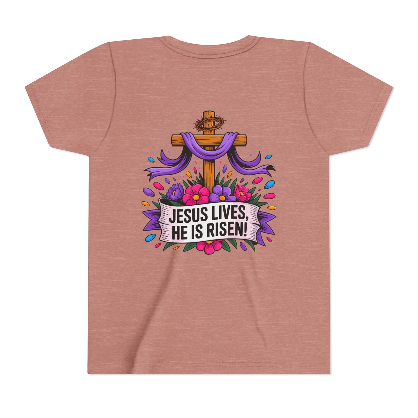 Youth Tee — "Jesus Lives, He Is Risen!" Easter Christian Tee