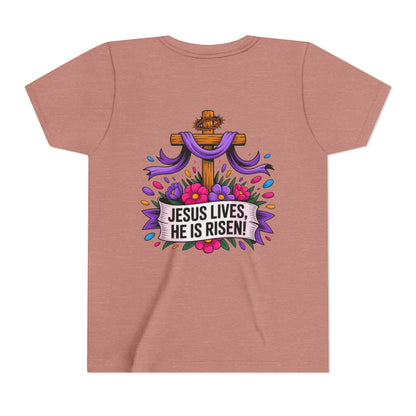 Youth Tee — "Jesus Lives, He Is Risen!" Easter Christian Tee