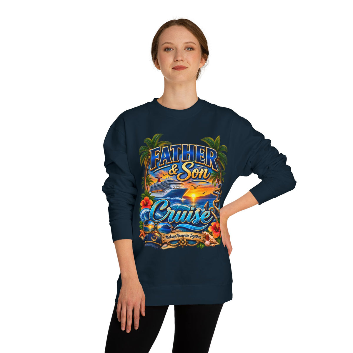 Father & Son Cruise Sweatshirt – Tropical Beach Boat Design