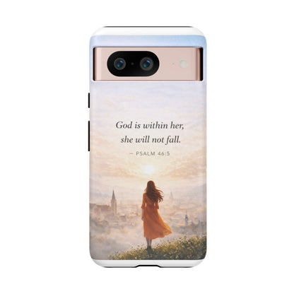 Inspirational Psalm 46:5 Phone Case — 'God is within her, she will not fall' Christian Phone Cover