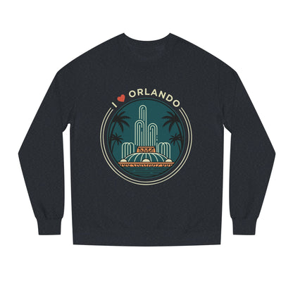Orlando Fountain Crewneck Sweatshirt — Retro Palm Tree Cityscape