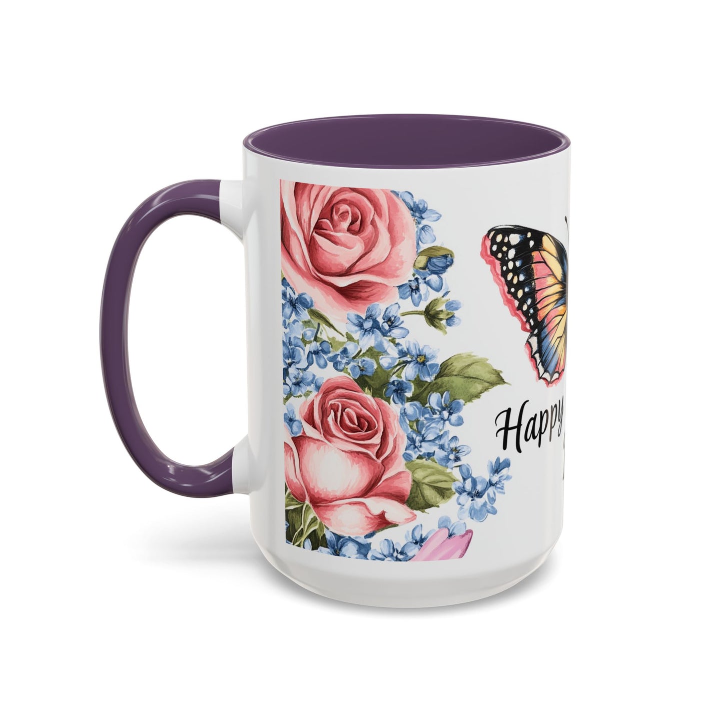 Mother's Day Butterfly Floral Accent Coffee Mug – "Happy Mother's Day"