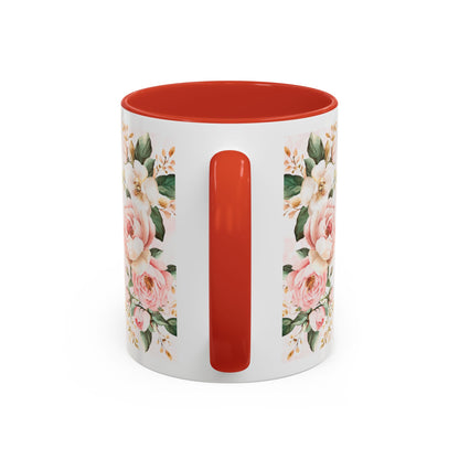Mom Floral Accent Coffee Mug — Pink Roses Mother's Day Gift (11/15oz)