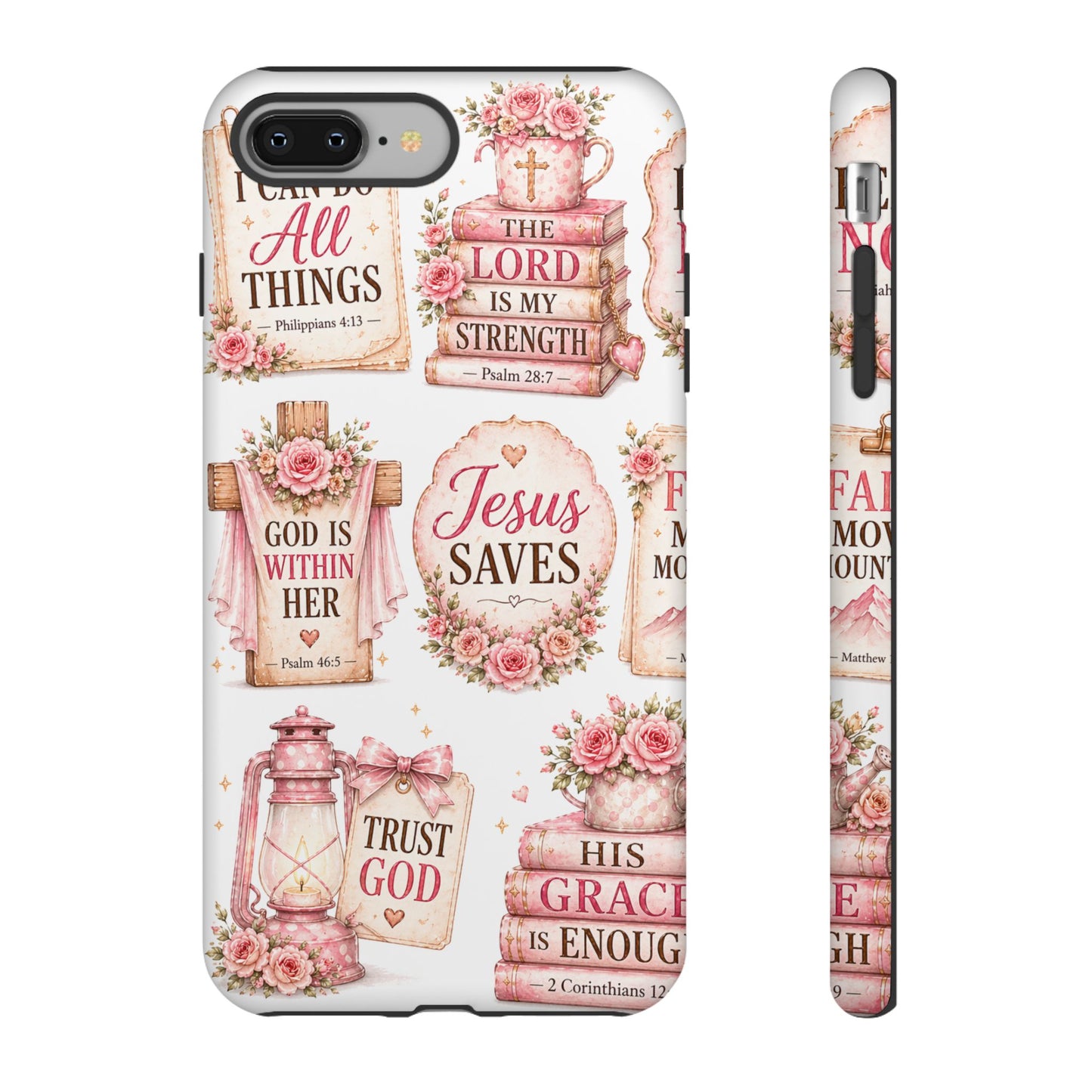 Faith Phone Case — 'Jesus Saves' Floral Christian Scripture iPhone Case