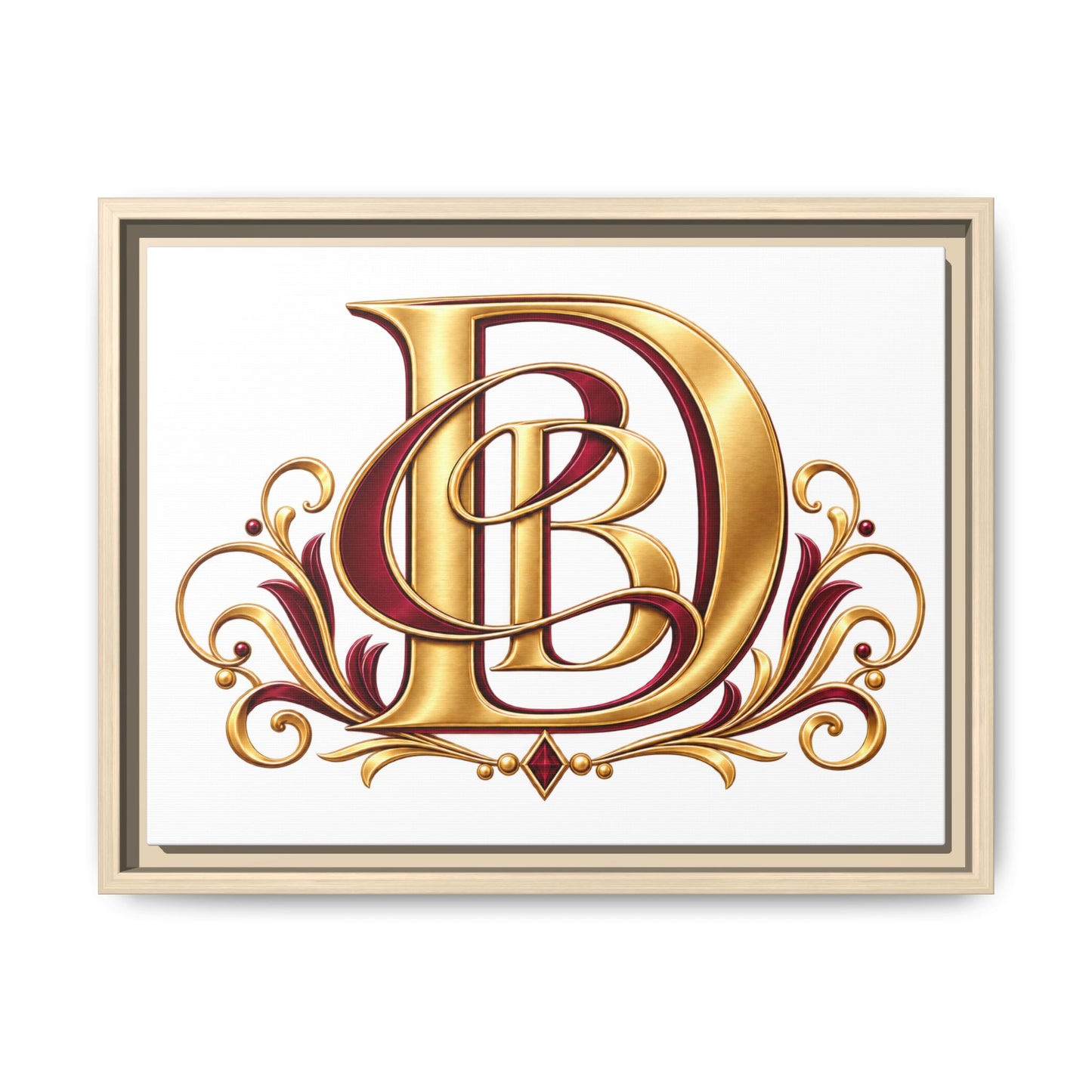 Monogram Letter D Canvas Print — Framed Matte Wall Art