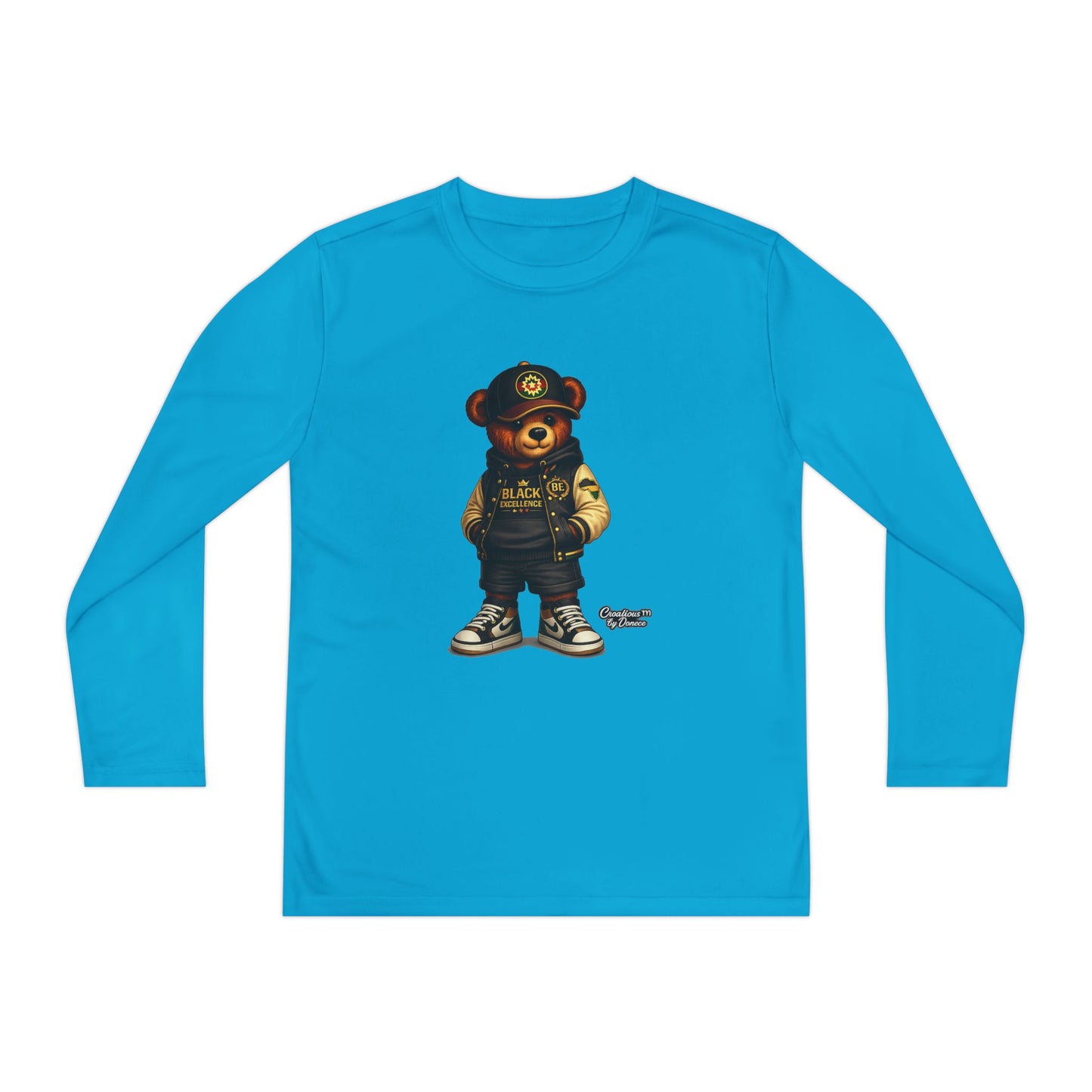 Youth Bear Police Officer Long Sleeve Tee — Cute Cop Bear Graphic Shirt