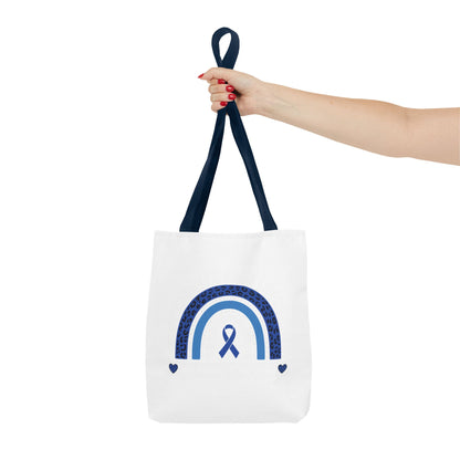 Blue Awareness Ribbon Rainbow Tote Bag – Support & Hope Everyday Tote