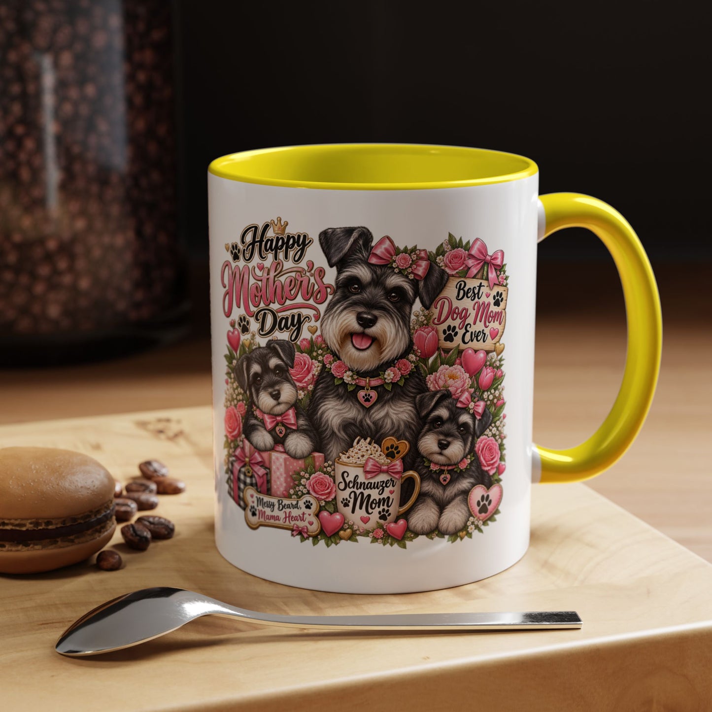 Mother's Day Schnauzer Coffee Mug — "Best Dog Mom Ever" Accent Mug (11/15oz)