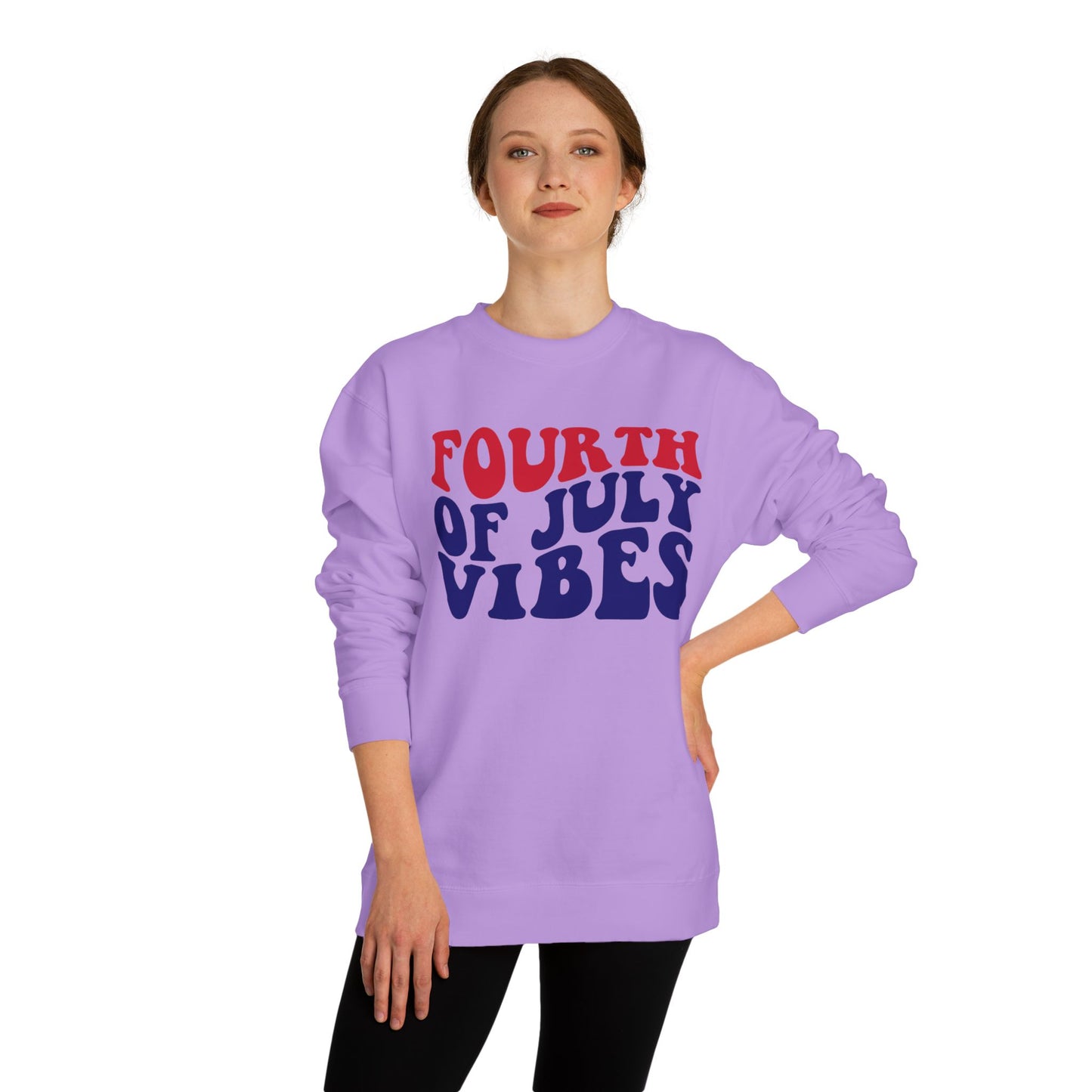 Fourth of July Vibes Sweatshirt — Patriotic Red & Blue Holiday Crewneck