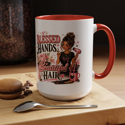 Blessed Hands Beautiful Hair Coffee Mug — Stylist Barber Hairdresser Gift