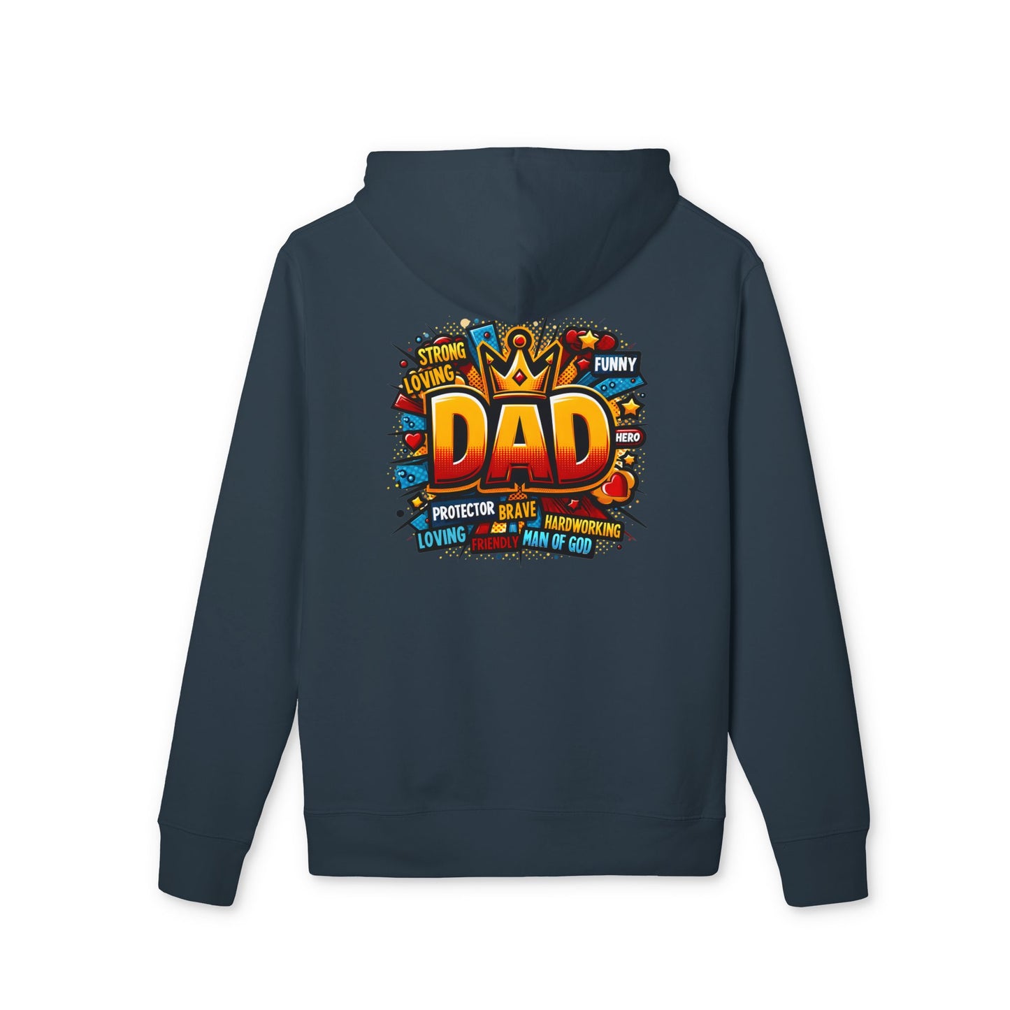 Dad Graphic Hoodie – Colorful ‘DAD’ Crown Design, Funny Loving Protector Gift for Father’s Day
