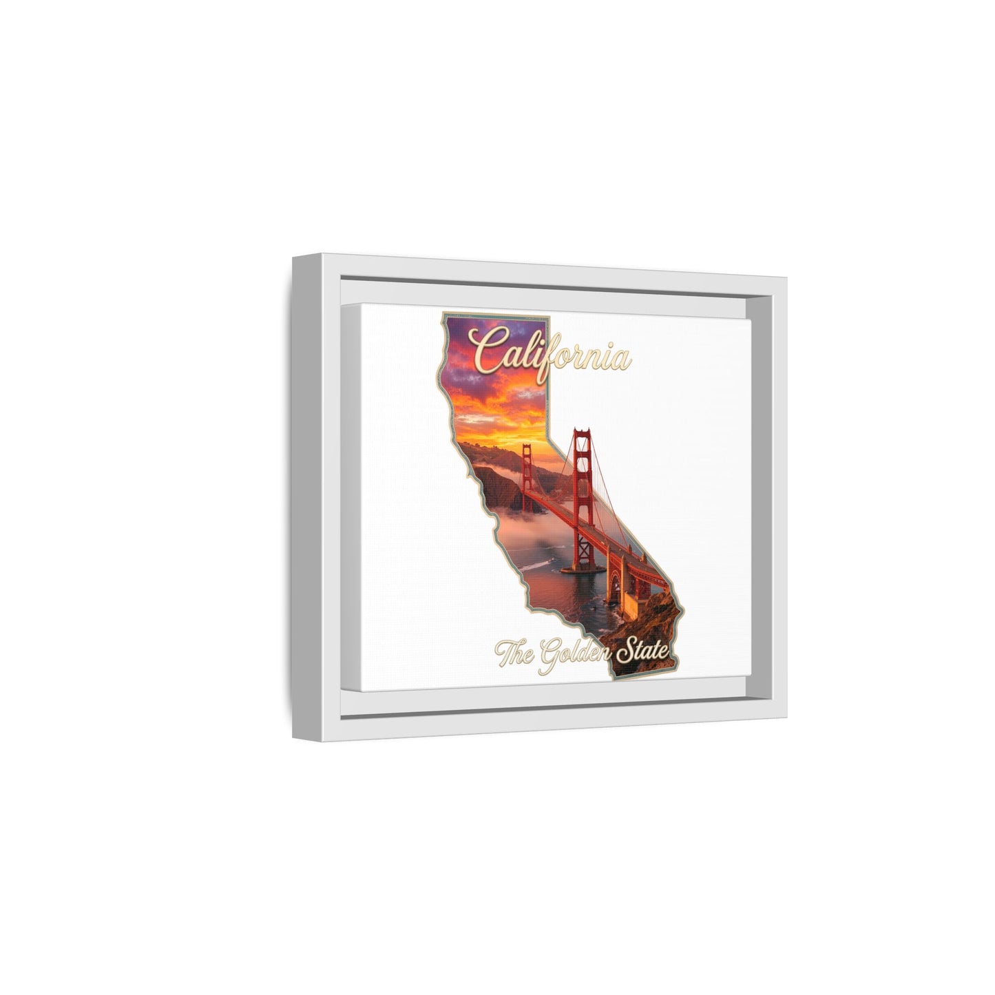 California Golden Gate Map Matte Canvas Print (Framed)