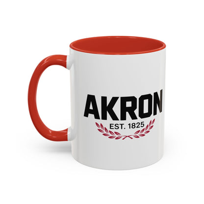 Akron Est. 1825 Accent Coffee Mug — Vintage City Pride Ceramic Mug