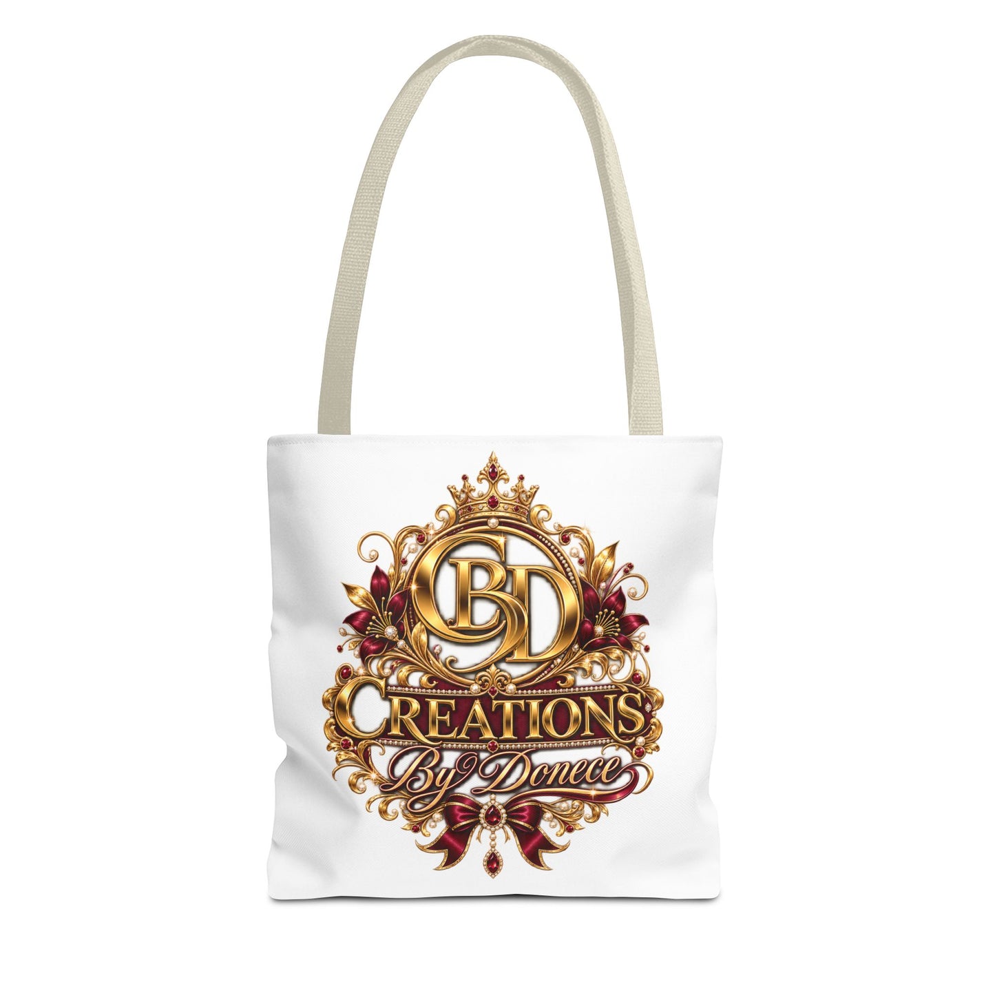 Tote Bag — Creations By Denee Ornate Gold Logo Tote (Designer Logo, Elegant Floral Crest)