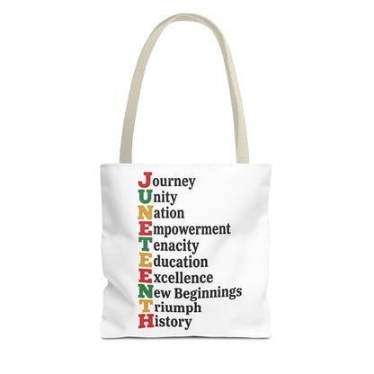 Juneteenth Acrostic Tote Bag — Journey, Unity, Empowerment Canvas Tote