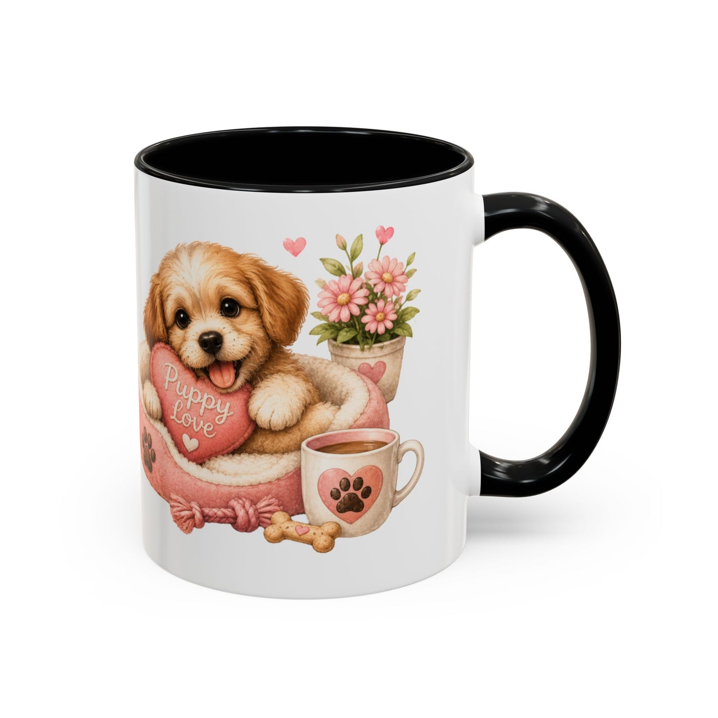 Puppy Love Coffee Mug — Cute Dog Heart Accent Mug (11/15oz)