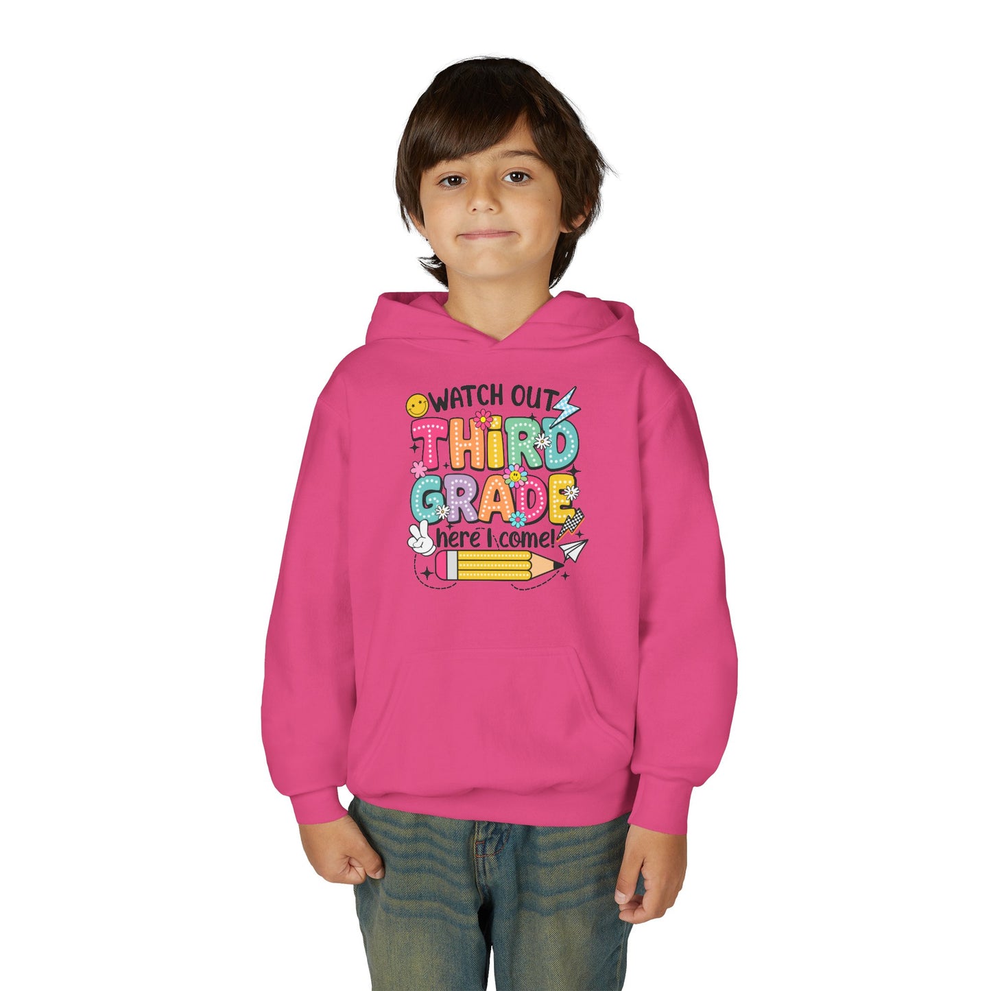 Kids "Watch Out Third Grade Here I Come" Hoodie - Back-to-School 3rd Grade Sweatshirt