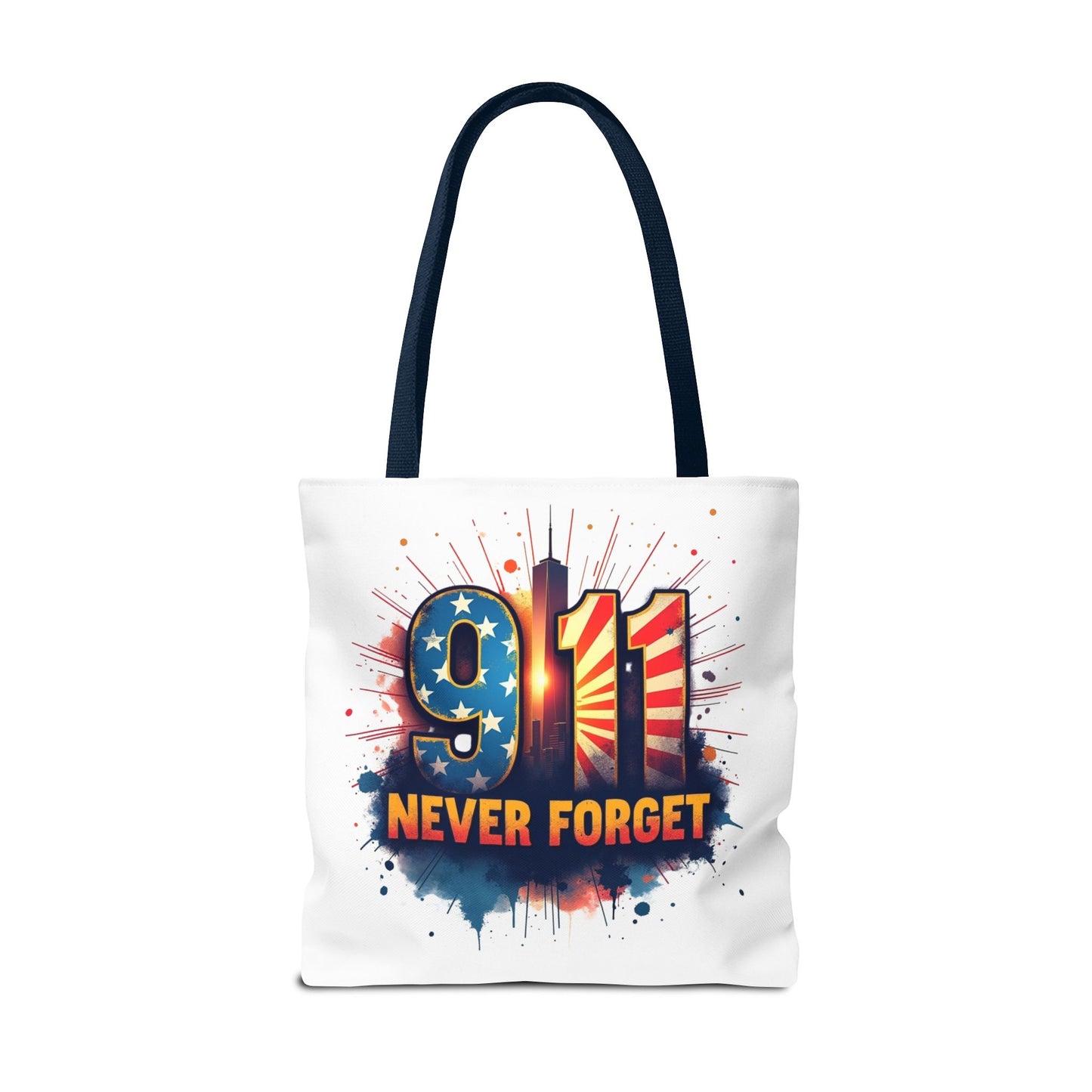 9/11 Never Forget Tote Bag — Patriotic Memorial Tribute Tote