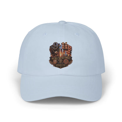 Dad Cap with Vintage Cityscape Embroidered Patch – Classic White Baseball Hat