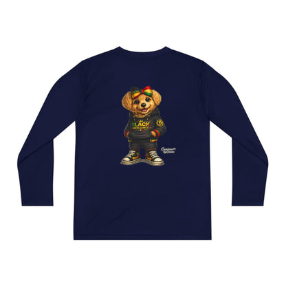Youth Long Sleeve Tee — Trendy Bear Graphic "Black Excellence"