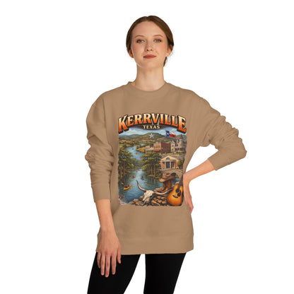 Kerrville Texas Scenic Crewneck Sweatshirt — Riverfront Guitar Vintage Design