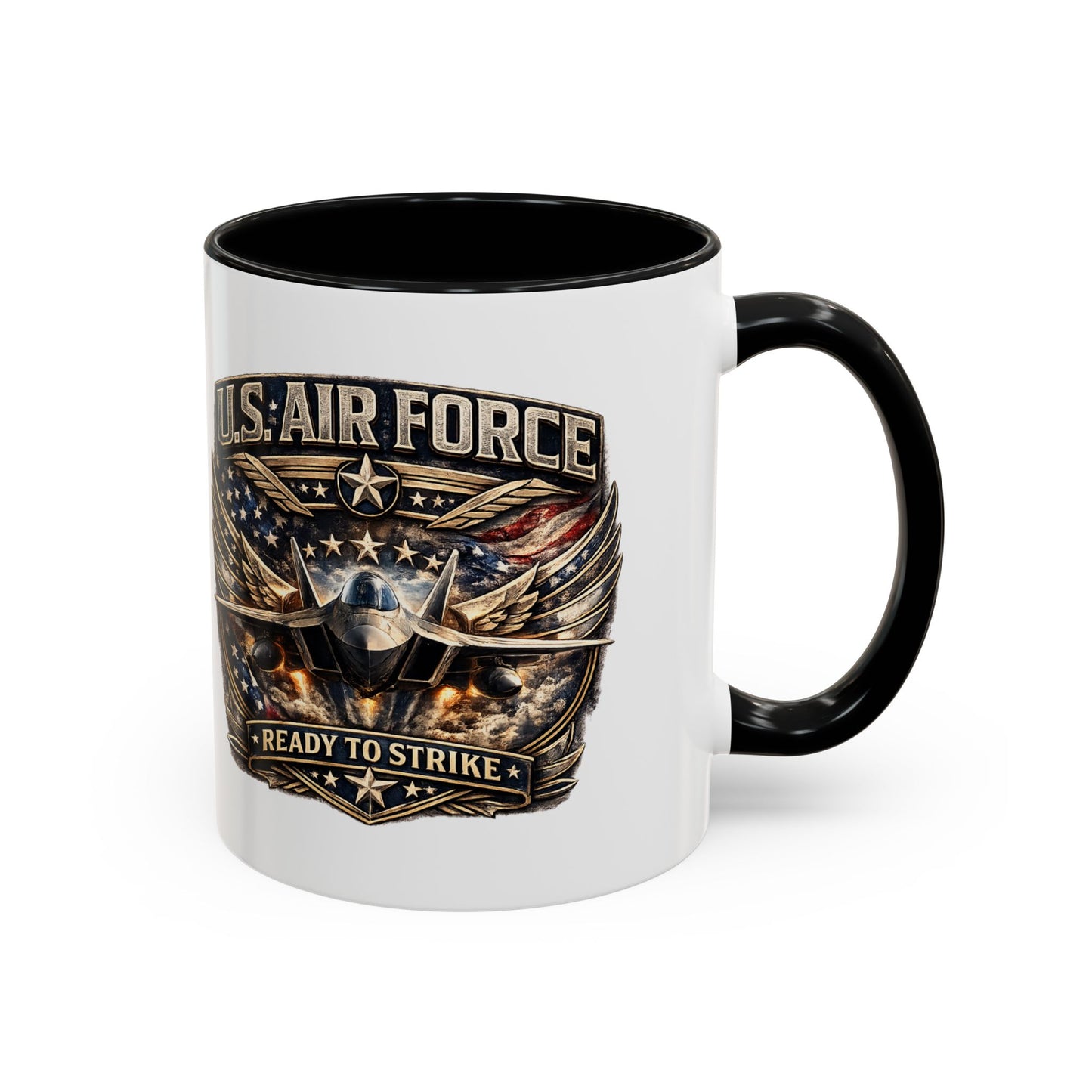 U.S. Air Force Accent Coffee Mug — "Ready to Strike" Military Aviation Gift