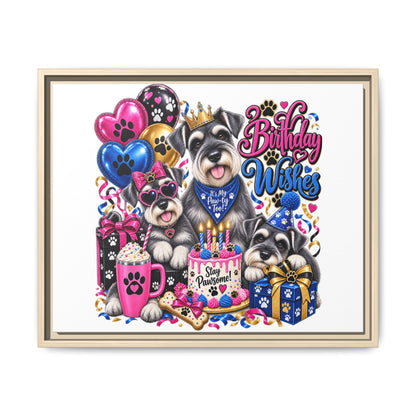 Birthday Wishes Schnauzer Canvas Print — Framed Matte Pet Artwork
