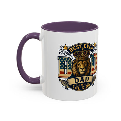Best Ever Dad Coffee Mug — 'Dad the King' Lion Accent Mug (11/15oz)