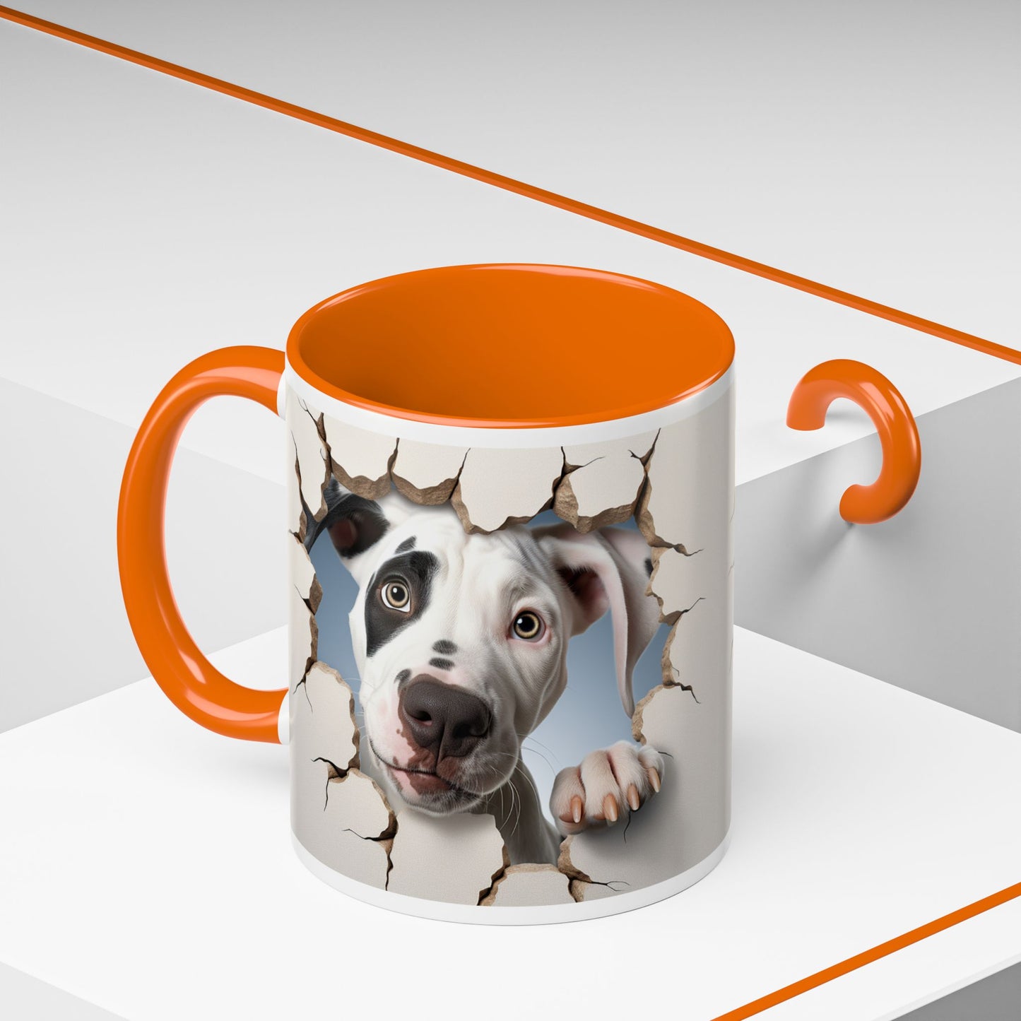 Pit Bull Peekaboo Accent Coffee Mug – Funny Dog Face Tear Design (11/15oz)