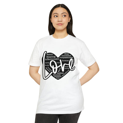 Love Heart Wordcloud T-Shirt — Positive Words Graphic Tee