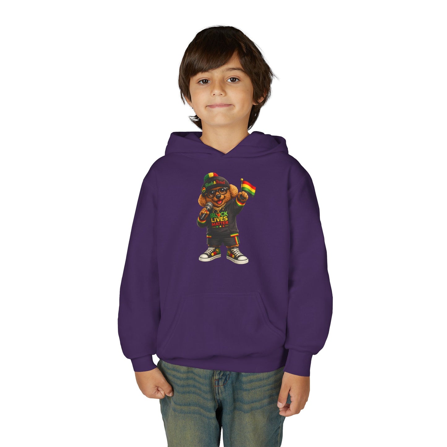 Youth Hoodie — Black Lives Matter Rasta Bear Kids Pullover