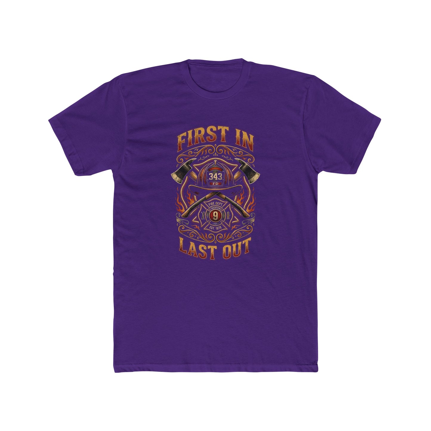 Firefighter T‑Shirt - "First In Last Out" Vintage Firefighter Crew Tee