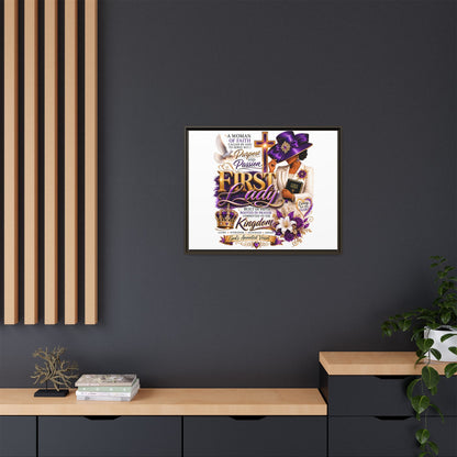 First Lady Faith Wall Art — Framed Matte Canvas (Purple & Gold)