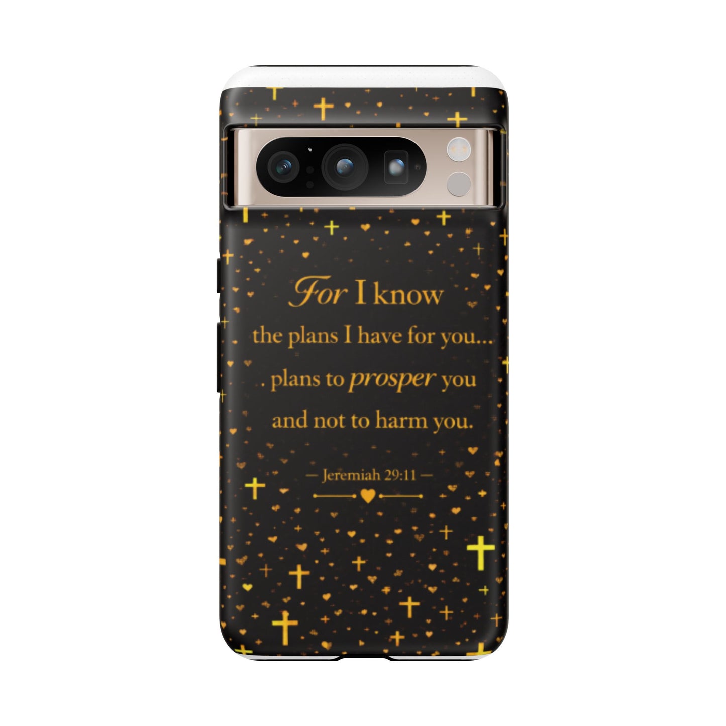 Phone Case — "For I Know" Jeremiah 29:11 Gold Cross Christian Tough Case