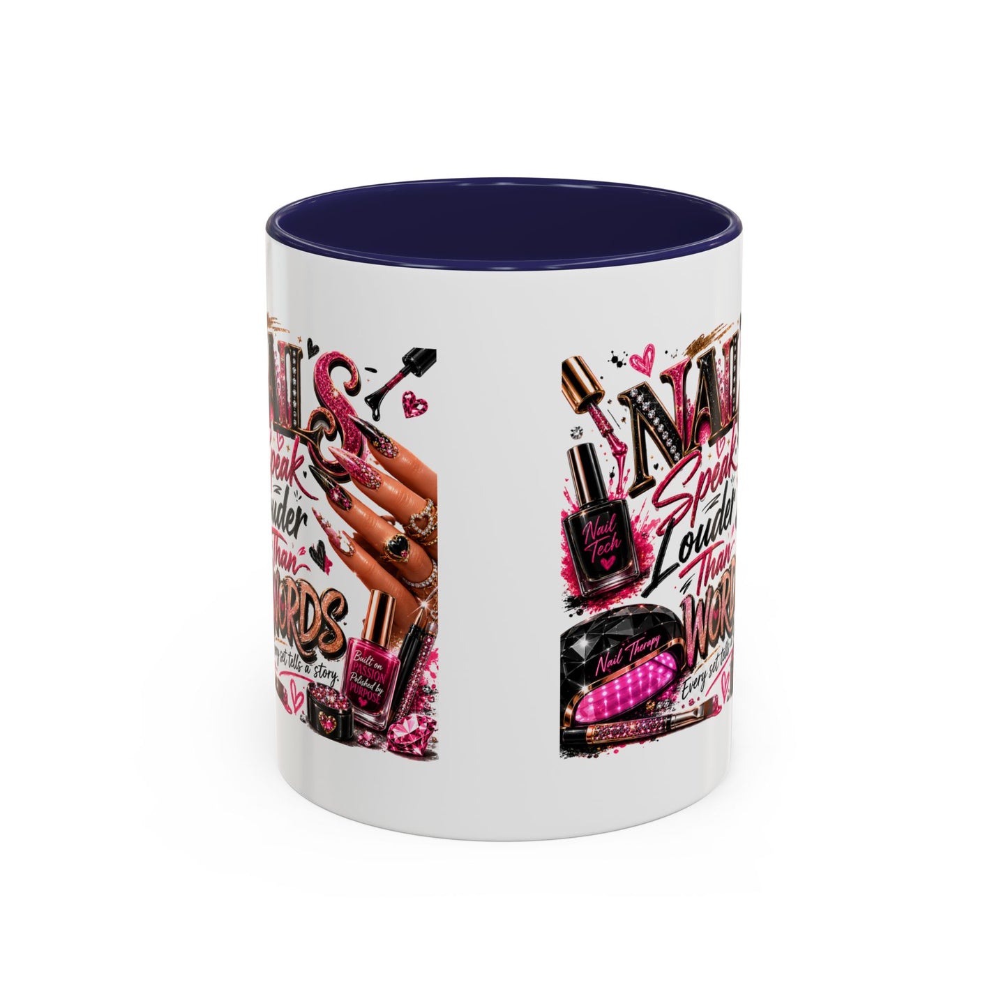 Nails Speak Louder Than Words Accent Coffee Mug — Pink Manicure Beauty Gift (11/15oz)