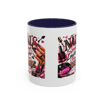 Nails Speak Louder Than Words Accent Coffee Mug — Pink Manicure Beauty Gift (11/15oz)