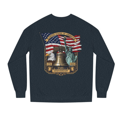 Liberty 250th Anniversary Sweatshirt — USA Flag, Statue of Liberty & Liberty Bell Design