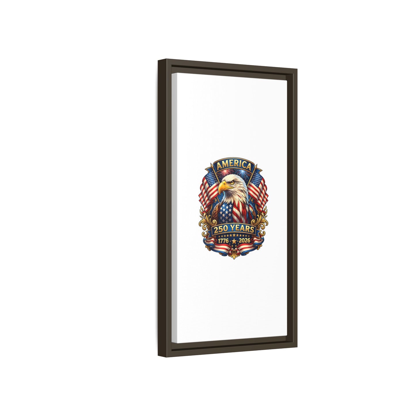 America 250th Anniversary Framed Canvas — Patriotic Bald Eagle Wall Art