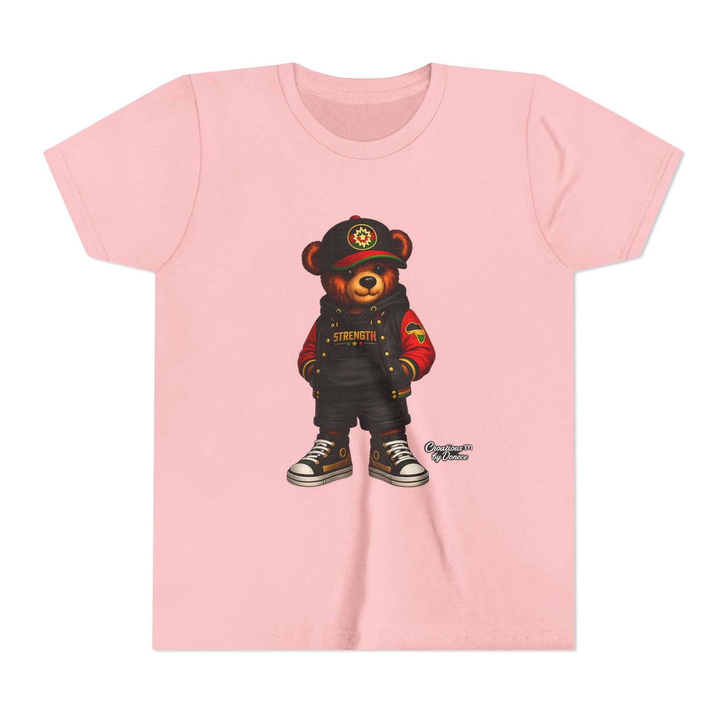 Kids Teddy Bear Streetwear Tee — 'Strength' Graphic Youth T-Shirt