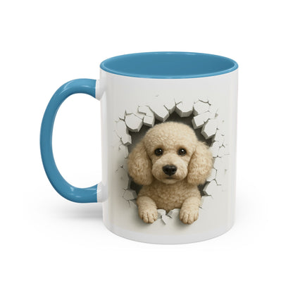 Poodle Peeking Accent Coffee Mug – Cute Dog Lover Gift (11/15oz)