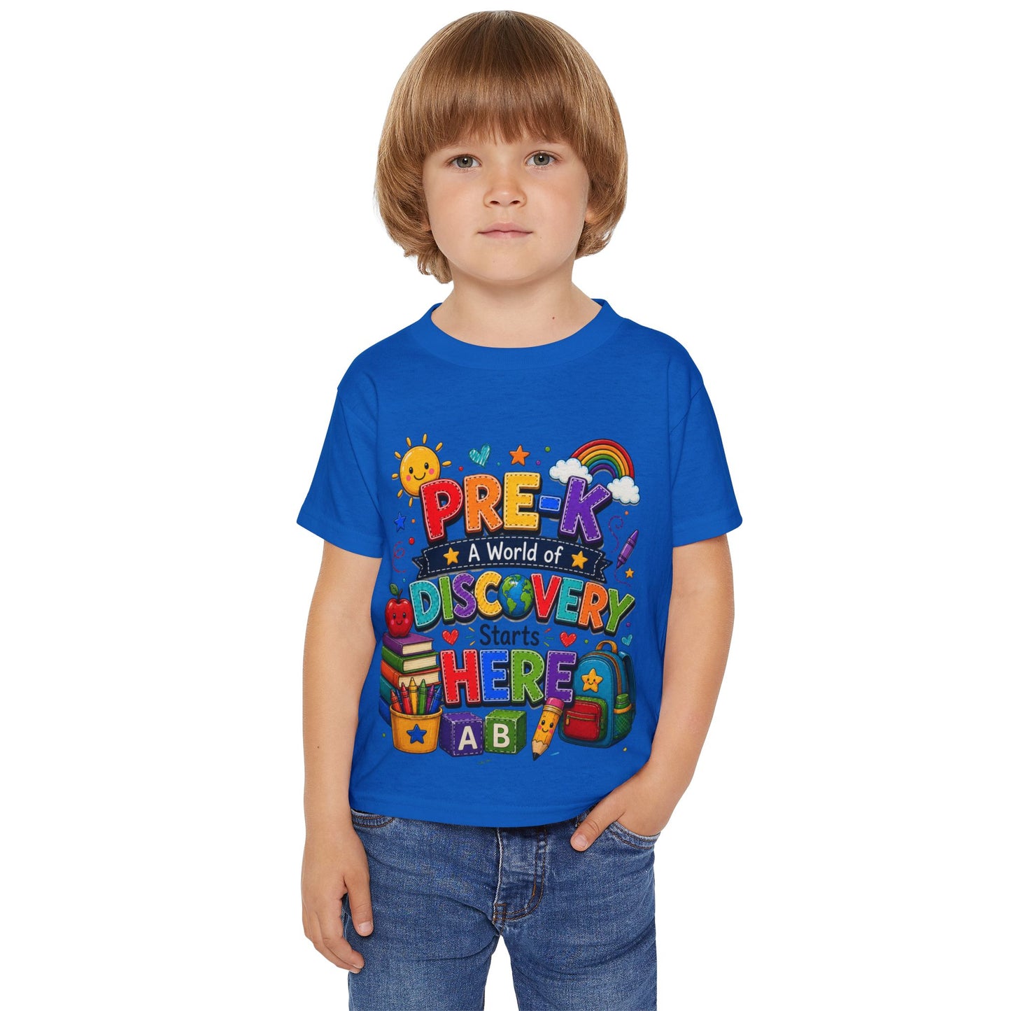 Toddler T‑Shirt — "Pre-K: A World of Discovery Starts Here" Colorful Back-to-School Tee