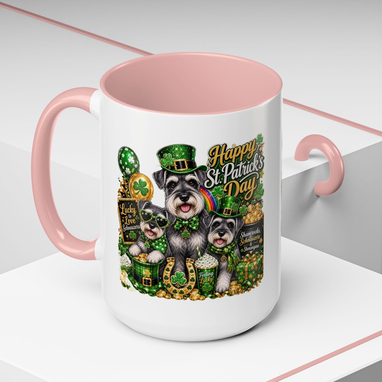 St. Patrick’s Day Dog Coffee Mug — Happy St. Patrick’s Day Accent Mug (11/15oz)